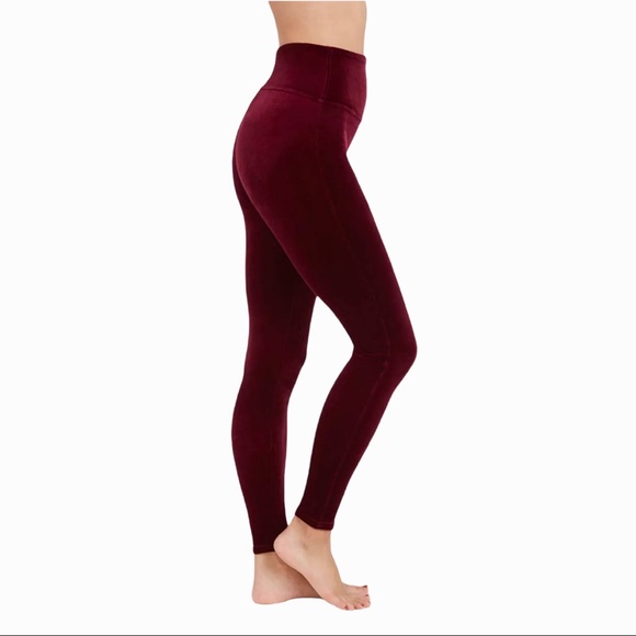 Spanx Velvet Leggings in Color Rich Burgundy - Picture 2 of 6